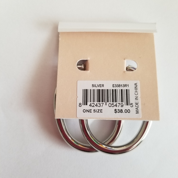 REBECCA MINKOFF SILVER TUBULAR HOOP EARRINGS - Picture 4 of 4